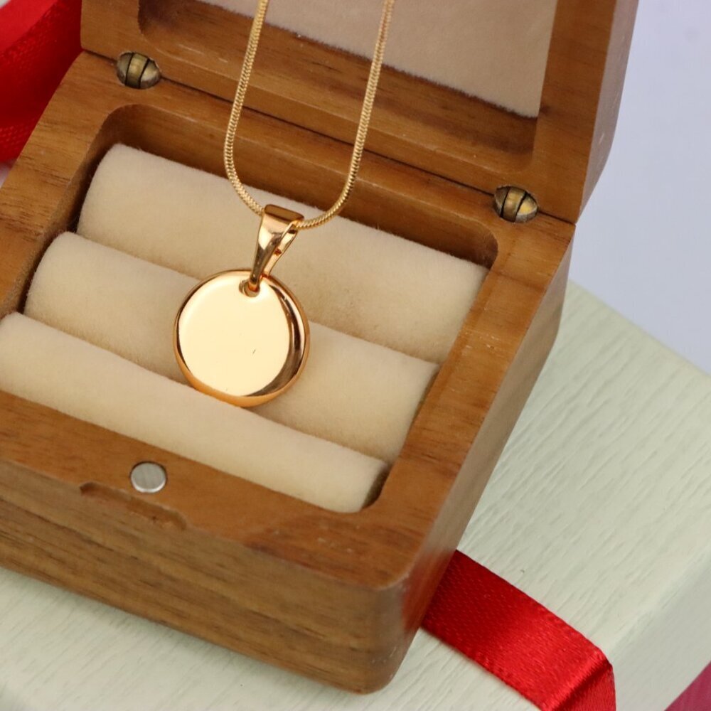 "Minimalist Round Rose Gold Pendant for Everyday Layering Style, XPPT1536 - Picture 6 of 13
